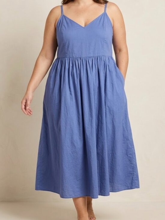 Old Navy Dresses & Skirts - Old Navy Katherine Cami Blue Dress Size XL 100% Cotton Casual Chic Minimalist